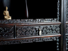 Load image into Gallery viewer, Full Height Bookshelf in Solid Rose Wood with Intricate Carving
